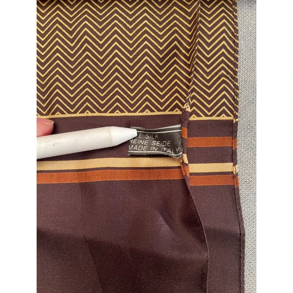 Vintage 70s Brown Silk Scarf 1970s Retro Earth Tones Minimalist Chic Wrap Shawl